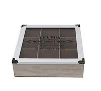 Eliware Boîte à thé vintage classique « Paris » avec 9 compartiments et surface en verre avec impression, blanche