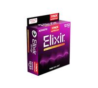 Elixir 16052 Lot de 3 cordes de guitare acoustique en bronze phosphoreux avec technologie NANOWEB® - Light 12-53 - Édition limitée