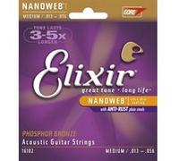 DESTOCKAGE CORDES GUITARE ACOUSTIQUE 13/56 MEDIUM PHOSPHOR BRONZE NANOWEB ELIXIR