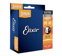 Elixir 16540 Cordes pour guitare électrique plaquées nickel avec revêtement NANOWEB® - Lot de 3 jeux de cordes