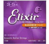 Elixir – Jeu de cordes pour guitare acoustique Baritone 11306 – Bronze 80/20 NANOWEB .016-.070