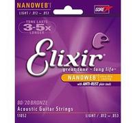 Cordes Elixir® en Bronze 80/20 pour guitare acoustique avec revêtement NANOWEB®, Light (.012-.053)