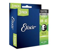Elixir Cordes de guitare électrique en acier plaqué nickel avec revêtement OPTIWEB - Elixir - Lot de 3 cordes pour guitare électrique - Super Light 9-.42