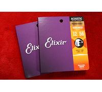 Elixir Extra revêtu 16077 12-56 Bronze phosphoreux Cordes pour guitare acoustique Light Medium (lot de 2)