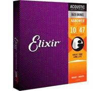 Elixir Jeu de cordes guitare acoustique Nanoweb 11002 80/20 Bronze Extra light 10-47