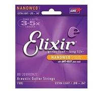 Elixir Strings Cordes de guitare 11027 Acoustiques Nanoweb Custom light Tirant 11-52