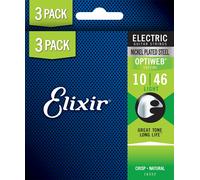 Elixir Strings Lot de cordes pour guitare électrique en acier plaqué nickel avec revêtement Optiweb, tonalité vive et durable avec sensation confortable, jeu de 6 cordes, légères 10-46