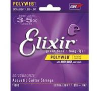 Elixir Cordes pour guitare acoustique Bronze 80/20 revêtement POLYWEB Extra Light (.010-.047)