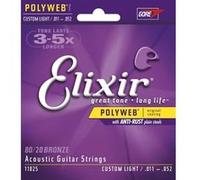 Cordes Elixir® en Bronze 80/20 pour guitare acoustique avec revêtement POLYWEB®, Custom Light (.011-.052)