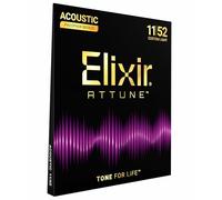 Elixir Strings Attune Phosphore Bronze pour guitare acoustique. Un son net et précis, avec une longévité sonore inégalée et un toucher naturel - Jeu de 6 cordes, Custom Light 11-52