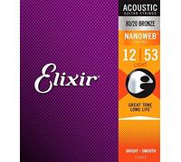 Elixir Strings – Jeu de cordes pour guitare acoustique 11052 NANOWEB Gore Light .012-.053