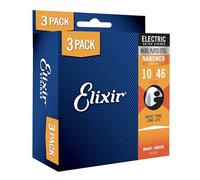 Elixir Strings, cordes pour guitare électrique, en Acier plaqué Nickel, avec revêtement NANOWEB - Cordes Elixir pour guitare électrique - Pack de 3 jeux, Light 10-46