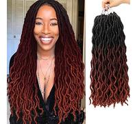 Eliza Wavy Gypsy Locs Ombre Crochet Hair 45,7 cm 8 Packs/Lot de 8 locs 100 % Kanekalon Fiber Faux Locs African Roots Dreadlocs Synthetic Braiding Hair Extensions for Black Women (18", OM3T530350)