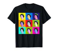 Elizabeth 9 Carreaux Carrés Pop Art Queen of England T-Shirt