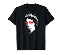 Elizabeth II Lunettes de soleil Motif couronne britannique Union Jack Meme T-Shirt