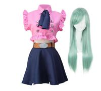 Elizabeth Liones Costume de cosplay pour femme avec ensemble de perruque - The Seven Deadly Sins Wrath of the Gods - Jeu de rôle pour Halloween, fête de carnaval, tenue pour fille (Elizabeth Liones,