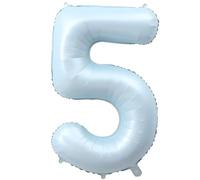 Elizakumi Ballon Chiffre 5 Bleu bébé, Foil Ballon 5 Numero 101cm - Gonflable Hélium Ballon 5 ans Ansniversaire Fête Decoration