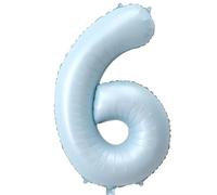 Elizakumi Ballon Chiffre 6 Bleu bébé, Foil Ballon 6 Numero 101cm - Gonflable Hélium Ballon 6 ans Ansniversaire Fête Decoration