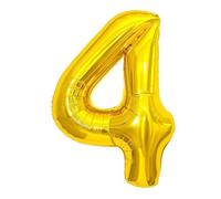 Elizakumi Golden Number 4 Balloon Large Number 4th Birthday Balloon for Boy Girl Men Women, Anniversary Helium Foil Number Balloon 4 Gold / 40inch