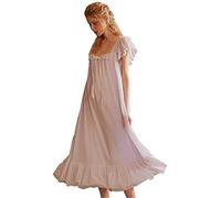 ELizoop Chemise De Nuit Victorienne D'été pour Femmes Vêtements De Nuit Vintage Robe De Chambre Babydoll Chemises Vêtements De Nuit Sheer Nightdress Nuptiale Nighty Pyjamas (Violet,S)