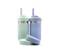 Elk and Friends Gobelets en acier inoxydable de 14 oz, design Mason, gobelets pour enfants et tout-petits avec en silicone et pailles avec bouchon, gobelets à smoothie, lavables au lave-vaisselle