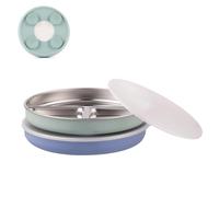 Elk and Friends Lot de 2 assiettes divisées en acier inoxydable avec manchon en silicone pour bébés et tout-petits | Couvercles inclus | Ventouse reste en place | Assiettes à dîner et à goûter