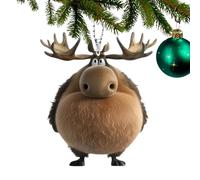 Elk Christmas Tree Ornaments - Moose Christmas Tree Decorations, Acrylic Cartoon Moose Ornaments | Car Hangable Pendant, 2D Flat Seasonal Decor for Animal Lover 8cm/3.15 inches