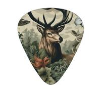 Elk-Forest-Flowers Lot de 12 médiators avec 3 épaisseurs et boîte de rangement pour guitare basse électrique
