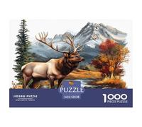 Elk in Mountain Scenery Pièces en Carton Épais Et Solides Parfait pour Améliorer La Concentration, La Patience Et La Pensée Logique Pendant Le Temps Libre 52x38cm/1000pcs