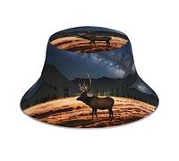 Elk in The Meadow Chapeau de soleil d'été pliable pour l'extérieur, la randonnée, le camping, la pêche, noir