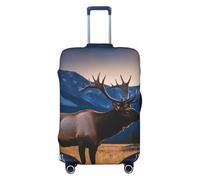 Elk in The Meadow Housse de protection élastique pour bagages, anti-poussière et résistante aux rayures, convient aux valises de 45,7 à 81,3 cm, Noir , XL
