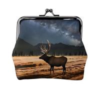 Elk in The Meadow Petit porte-monnaie rectangulaire pour femme avec verrou de baiser, format de poche, mini porte-monnaie pour femme