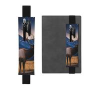 Elk in The Meadow Porte-stylo en cuir avec bande élastique, pochette portable pour journaux, agendas et planificateurs