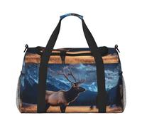 Elk in The Meadow Sac de voyage imperméable compact pour le sport, la gym et le week-end pour homme et femme