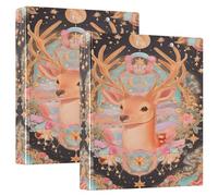 Elk Moon Star Lot de 2 classeurs à 3 anneaux en D A4 avec 200 feuilles pour enfants, fournitures scolaires, femmes et hommes
