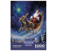 Elk Père Noël Puzzle 1000 Pieces Cadeau Unique Jeu Éduchatif Challenge Toy À De Qualité Supérieure Peinture Art pour Adultes Et Enfants À Partir De 12 Ans 70x50cm/1000pcs