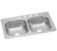 Elkay DD23322 Dayton 33" Drop In Double Basin Stainless Steel Kitchen Sink - 3 Faucet Holes