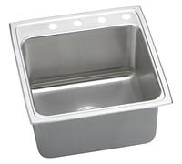 Elkay DLR2222104 4-Hole Gourmet Single Basin Drop-In Stainless Steel Kitchen Sink, 22-Inch x 22-Inch by Elkay