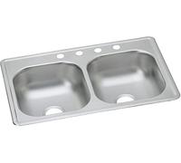 Elkay DSE233194 Dayton Equal Double Bowl Drop-in Stainless Steel Sink,33 x 19