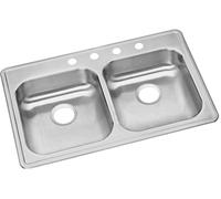 Elkay GE23322 Dayton 33" Drop In Double Basin Stainless Steel Kitchen Sink - 4 Faucet Holes