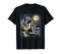 Elkhound norvégien Hurlant à la Lune Vintage années 90 T-Shirt