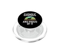 Elkoholic and Proud of It Funny Elk Hunting Retro Sunset PopSockets PopGrip pour MagSafe