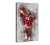 ELKPDOE Poster Charles Barkley 2 sur toile de basket-ball - Décoration murale pour salon, chambre à coucher - Cadre : 30 x 45 cm
