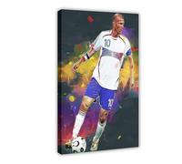 ELKPDOE Poster Zinedine Zidane 9 sur toile - Décoration murale pour salon, chambre à coucher - Cadre : 50 x 75 cm