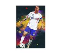 ELKPDOE Zinedine - Poster Zidane 9 sur toile de football pour décoration de chambre à coucher, bureau, chambre, cadeau, sans cadre : 60 x 90 cm