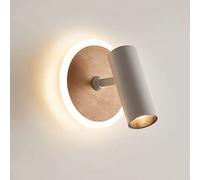 Elksdut 5W LED Applique de Lecture Applique Murale Intérieure avec Lumière Blanche Chaude 3000K, Lampe Murale en Métal à Grain de Bois pour Chambre Chevet Salon Couloir Escaliers -1Pack