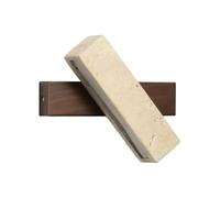 Elksdut Applique murale rectangulaire en travertin jaune naturel, angle réglable, interrupteur à cordon, base en bois massif, lampe murale LED Wabi Sabi du milieu du siècle for chambre principale