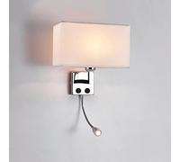 Elksdut Appliques murales carrées en Tissu Applique Murale câblée Appliques murales de Chevet avec Tuyau réglable et Interrupteur à Bouton Lampe de Lecture LED pour Chambre à Coucher, Salon, Couloir