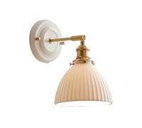 Elksdut Appliques murales Vintage Modernes à 1 lumière avec Abat-Jour en céramique Blanche Appliques en Laiton réglables à 180 degrés Luminaire Mural pour Chevet Chambre Porte Salon Couloir Hall d'e