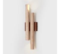 Elksdut Décor Vintage Applique Murale Jaune Travertin Long Tube Applique Murale Pierre Naturelle G9 Luminaire Salle À Manger Salon Couloir Fond Murale Hôtel Lampe